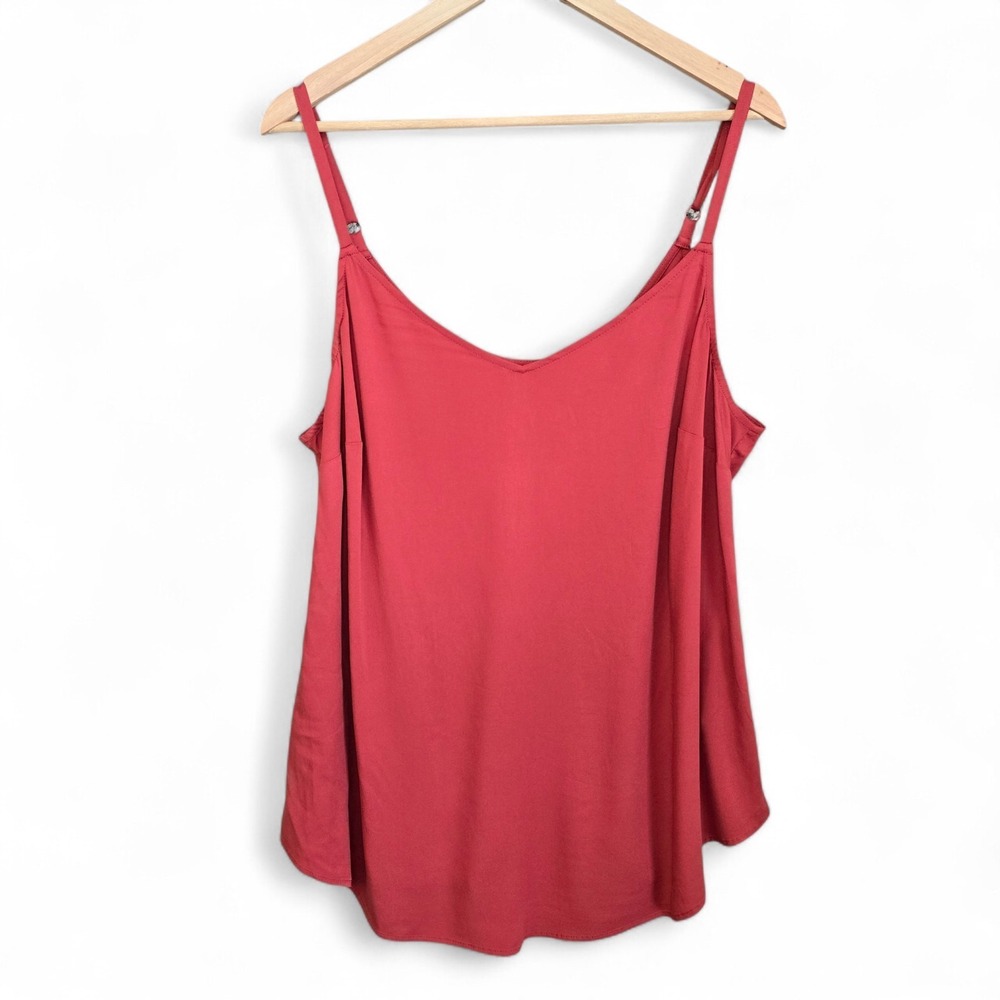 Torrid Top Womens 2 US Plus 2X Spice Red Ava Cami V Neck Stretch Challis Casual